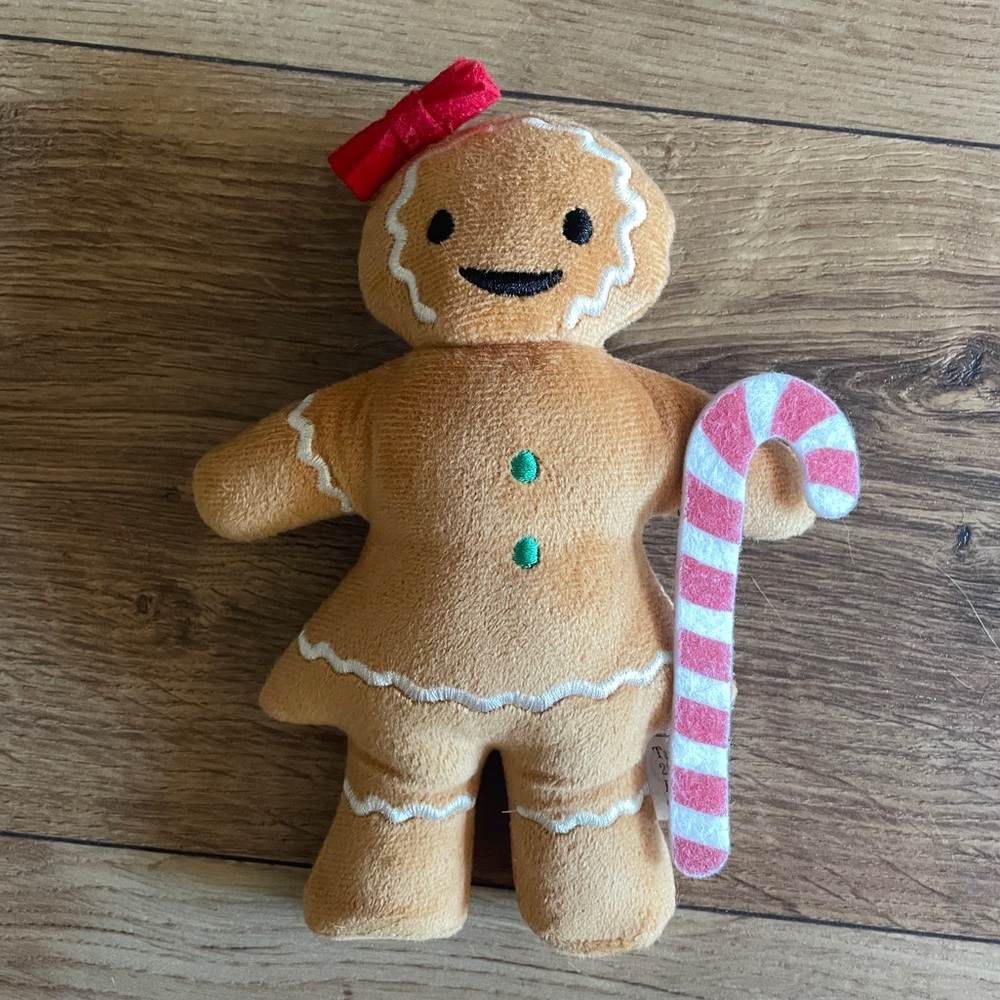 Plush Gingerbread Doll with Candy Cane